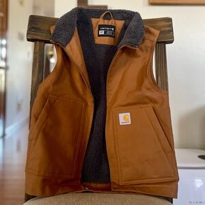 Carhartt BOYS' ZIP-FRONT CANVAS SHERPA LINED VEST